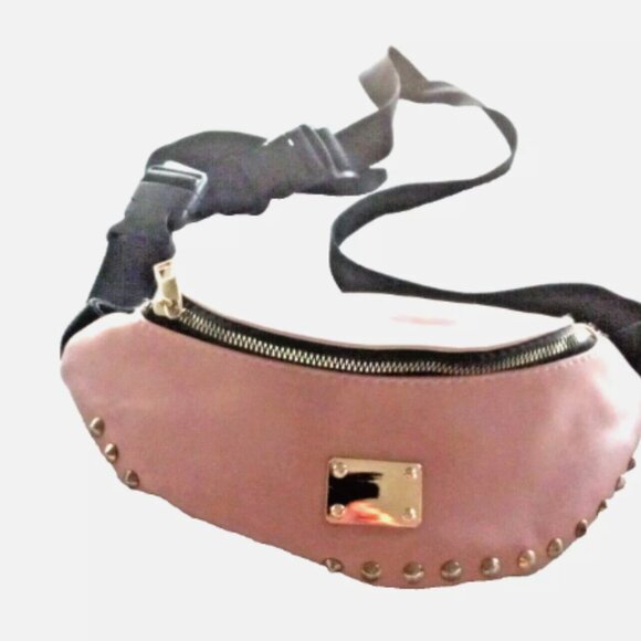 Gold Studded Pink Fanny Pack Belt Bag Pink Studded includes Extended belt - Picture 7 of 9